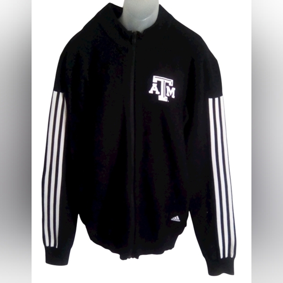 Adidas Black collaboration W/ ATM Sweater Jacket with White Stripes Size Medium - Picture 1 of 7